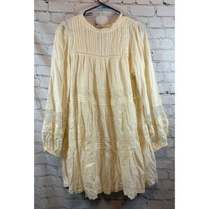 Old Navy Cream Long Sleeve‎ Tiered Dress Womens M Mini Tunic